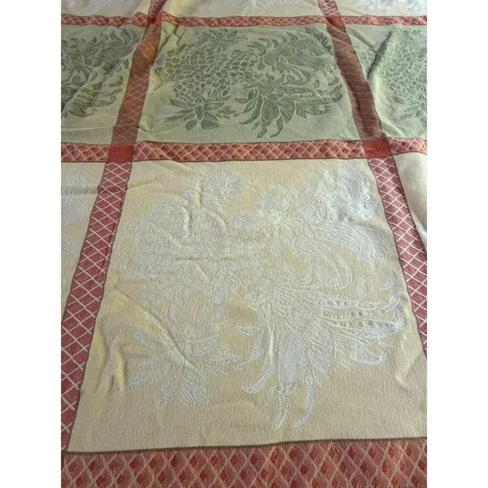 Tommy Bahama Tablecloth Pineapple Damask Cotton Tropical Yellow Green 108x54